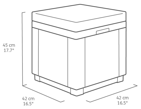 Keter Σκαμπό με Αποθηκευτικό Χώρο Cube Χρώμα Γραφίτης με Μαξιλάρι - Γκρι