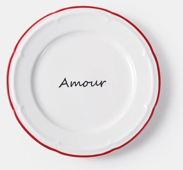 Sinsay - Κεραμικό πιάτο με επιγραφή Amour - λευκο