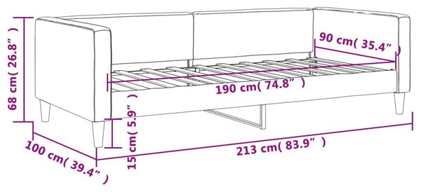 Καναπές Κρεβάτι Ανοιχτό Γκρι 90 x 190 εκ. Υφασμάτινος - Γκρι