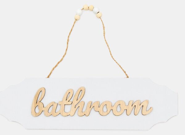 Sinsay - Κρεμαστή διακόσμηση πόρτας με επιγραφή Bathroom - λευκο