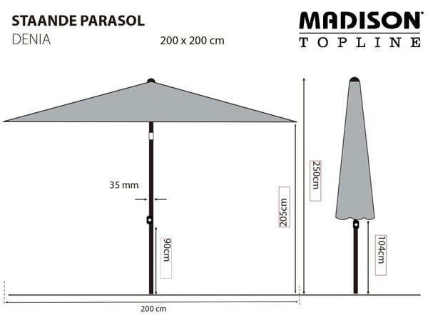 Madison Ομπρέλα Denia Taupe 200 x 200 εκ. - Μπεζ-Γκρι