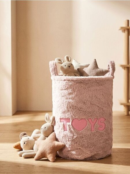 Sinsay - Καλάθι αποθήκευσης με επιγραφή TOYS - ροζ παστελ