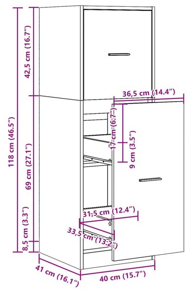 Συρταριέρα Γενικής Χρήσης Γκρι Σκυρ.40x41x118 εκ. Μοριοσανίδα - Γκρι