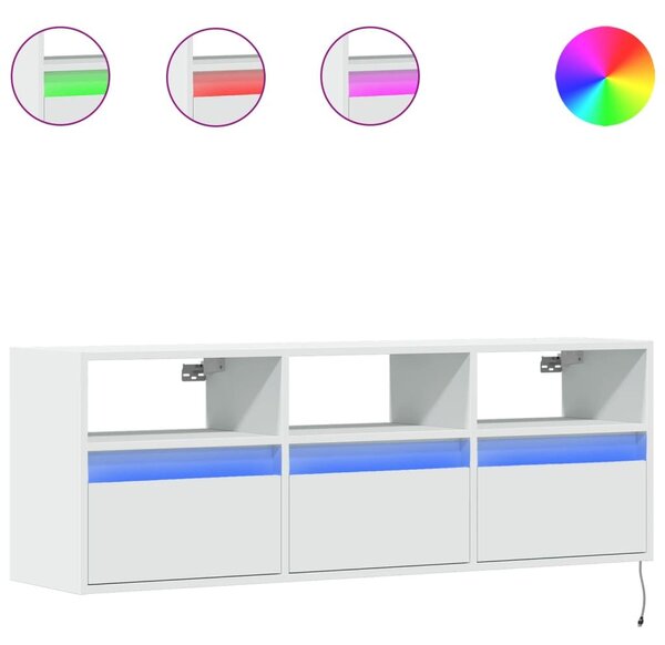 Έπιπλο Τοίχου Τηλεόρασης με LED Λευκό 130x31x45 εκ. - Λευκό