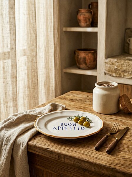Sinsay - Κεραμικό πιάτο με την επιγραφή Buon Appetito - κιτρινο