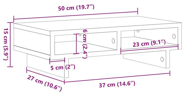 Βάση Οθόνης Γκρι Sonoma 50x27x15 εκ. από Επεξεργασμένο Ξύλο - Γκρι