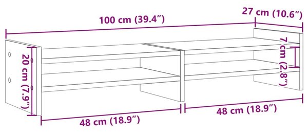 Βάση Οθόνης Sonoma Δρυς 100x27x20 εκ. από Επεξ. Ξύλο - Καφέ