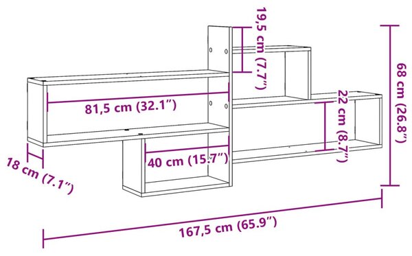 Ράφι Τοίχου Sonoma Δρυς 167,5x18x68 εκ. από Επεξ. Ξύλο - Καφέ