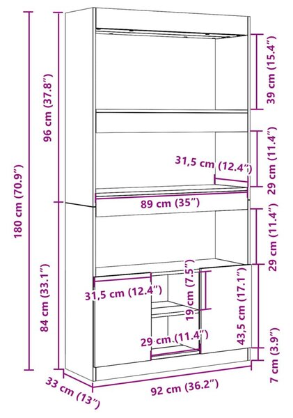 Ντουλάπι Sonoma Δρυς 92x33x180εκ. από Επεξεργασμένο Ξύλο - Καφέ