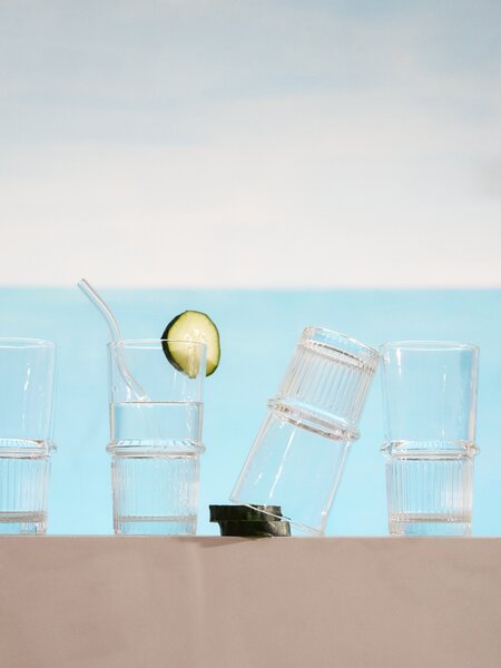 Sinsay - Σετ ποτηριών με ραβδώσεις 4 pack - clear