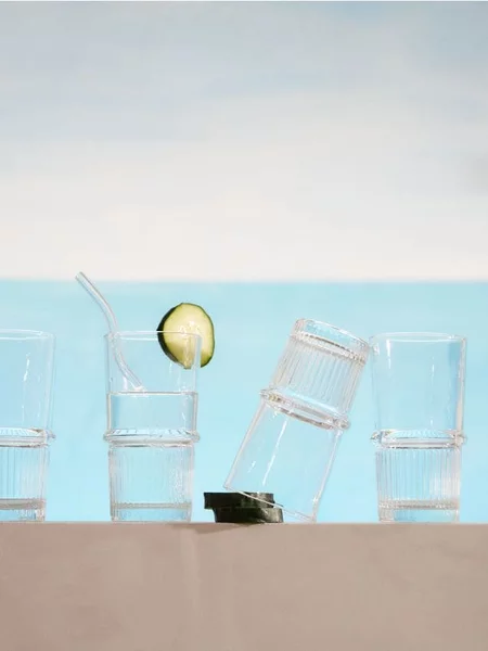 Sinsay - Σετ ποτηριών με ραβδώσεις 4 pack - clear