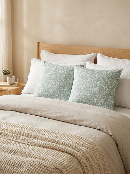 Sinsay - Σετ μαξιλαροθηκών από μικροΐνες με λουλουδάτο σχέδιο - πρασινο παλ