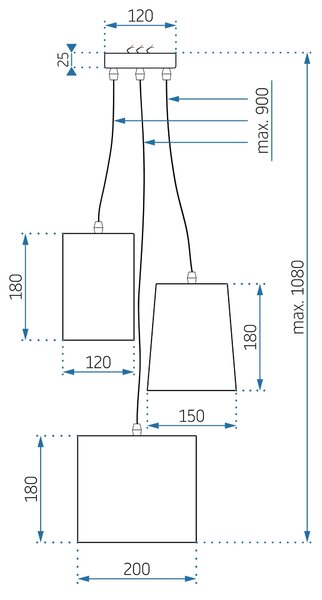 Μοντέρνο φωτιστικό οροφής APP971-3cp Μίγμα χρωμάτων