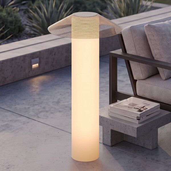 Lucande Φωτιστικό βεράντας LED ZAMIRAS, 110 εκ., ασημί, IP65, Γκρι, Αλουμίνιο, σχεδιασμός
