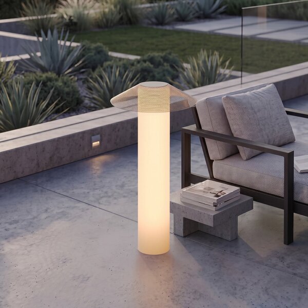 Lucande Φωτιστικό βεράντας LED ZAMIRAS, 110 εκ., ασημί, IP65, Γκρι, Αλουμίνιο, σχεδιασμός