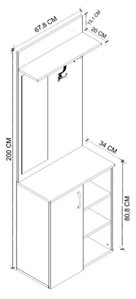 Έπιπλο εισόδου Norva χρώμα sapphire oak - ανθρακί 67,8x36,3x200,6εκ