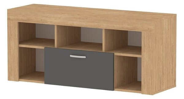 Έπιπλο τηλεόρασης Midili χρώμα sapphire oak - ανθρακί 135x42x60,7εκ