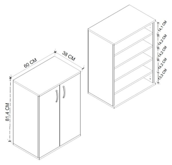 Παπουτσοθήκη - Ντουλάπι Manolo χρώμα ανθρακί 60x38x81,4εκ