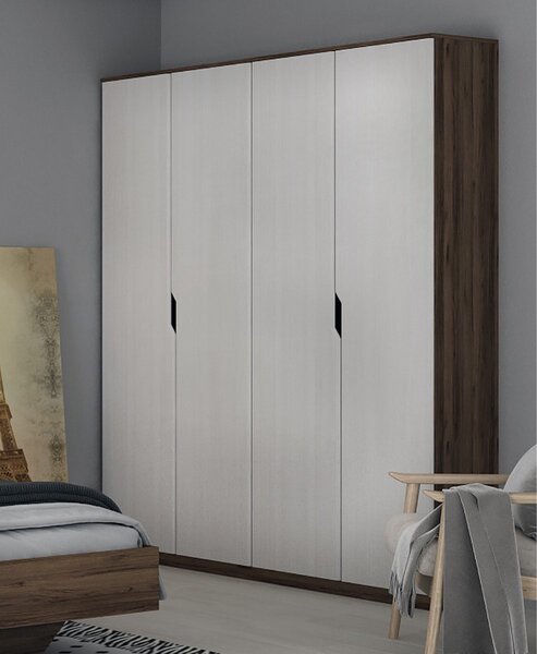 Τετράφυλλη Ντουλάπα Ρούχων Nanda Oak Katania Black/white Gold 217x58x177.6