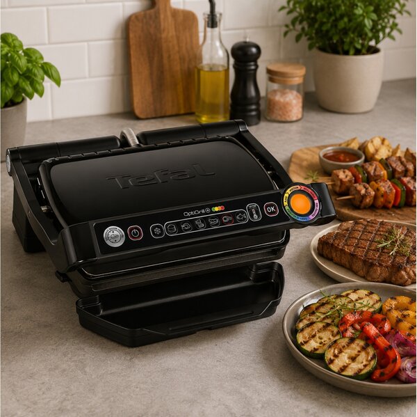 Τοστιέρα - Γκριλιέρα Tefal OptiGrill+ Snacking & Baking GC7148 με 6 προγράμματα, ισχύ 2000W και επιφάνεια ψησίματος 30x20cm - Black