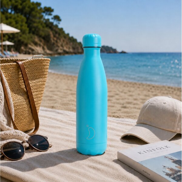 Μπουκάλι Θερμός Original Chilly's με χωρητικότητα 500ml και διατήρηση θερμοκρασίας 12h ζεστό / 24h κρύο - All Turquoise
