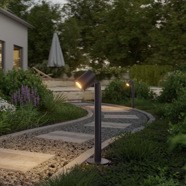 STEINEL Φωτιστικό βάσης LED Way C, μαύρο, αλουμίνιο, IP65, RGBWW, ρυθμιζόμενος, Μαύρο, Αλουμίνιο, σύγχρονο