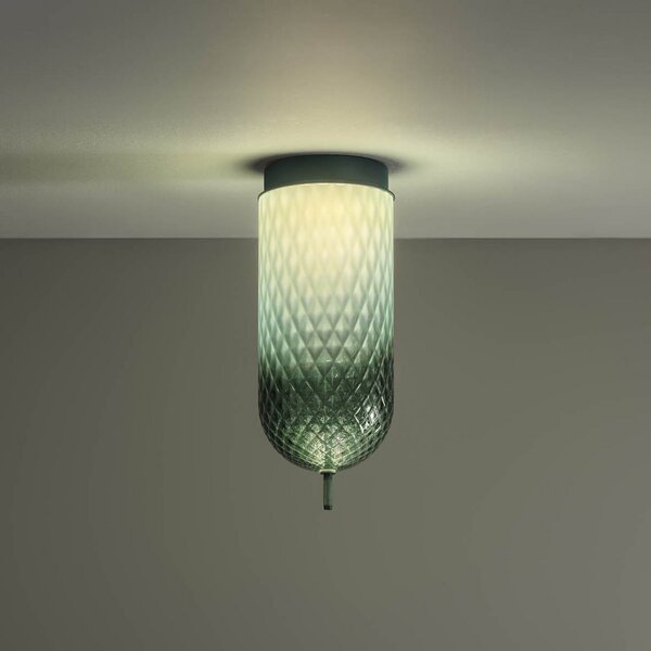 OLEV LED φωτιστικό οροφής Curuba, πράσινο, γυαλί, ύψος 40 cm, 2.700 K, Πράσινο, Σαλόνι / τραπεζαρία, Γυαλί, σχεδιασμός