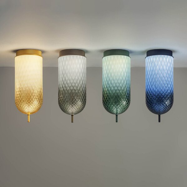 OLEV LED φωτιστικό οροφής Curuba, πράσινο, γυαλί, ύψος 40 cm, 2.700 K, Πράσινο, Σαλόνι / τραπεζαρία, Γυαλί, σχεδιασμός
