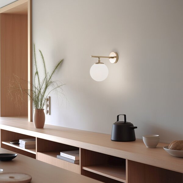 Opviq Απλίδα Roe, χρυσό, γυαλί, ύψος 24 cm, E14, ρυθμιζόμενος, Χρυσό / Ορείχαλκου, Σαλόνι / τραπεζαρία, Γυαλί, Σφαίρα