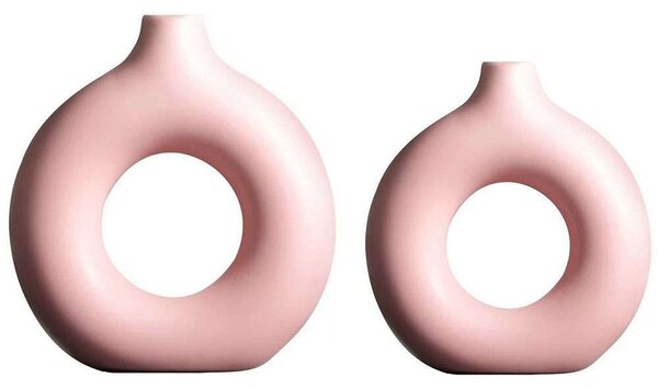 Βάζα Nordic Ring (Σετ 2Τμχ) 963DNL1119 15x4x20/15x4x16cm Pink Aberto Design