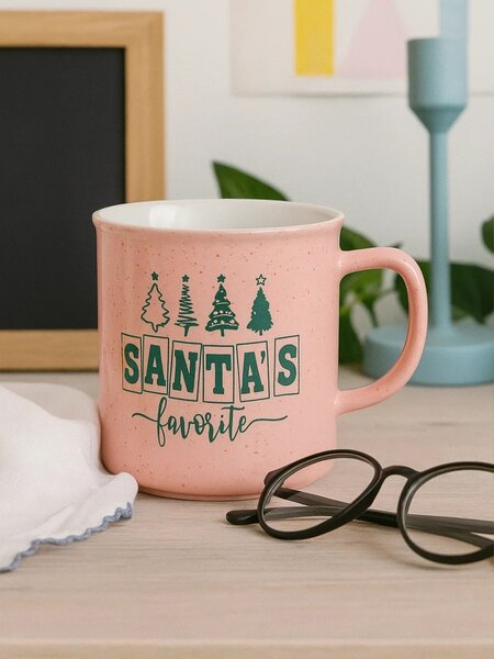 Sinsay - Χριστουγεννιάτικη κούπα με την επιγραφή «Santa’s Favorite» - ροζ παστελ