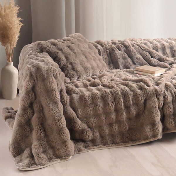 Γούνινη Κουβέρτα Καναπέ (130x180) Rythmos Rabbit Taupe