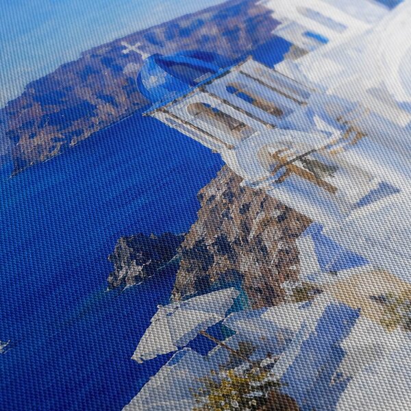 Πίνακας σε καμβά μπλε τρούλοι της Σαντορίνης