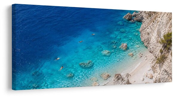 Πίνακας σε καμβά βραχώδης ακτή και γαλάζια νερά