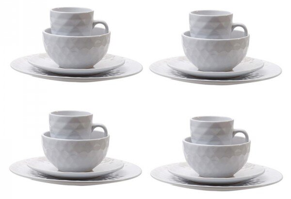 Artekko Artekko Dinnerware Σερβίτσιο Φαγητού Κεραμικό Λευκό (27x27x2)cm Σετ/16 2137-CREA-DS