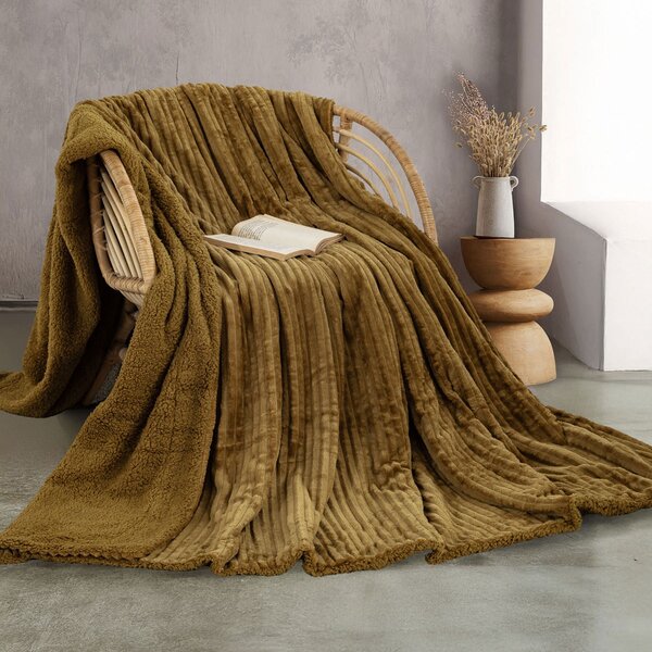 Κουβέρτα Fleece Υπέρδιπλη Με Γουνάκι (220x240) Rythmos Jollein Χρυσο