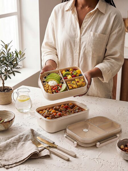 Sinsay - Lunch box με θήκες - κρεμ