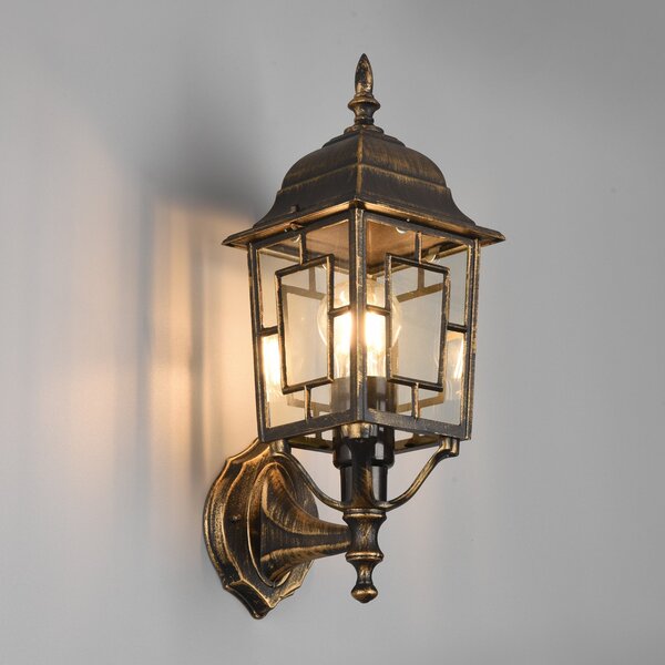 Trio Lighting Εξωτερικό φωτιστικό τοίχου Volturno, επάνω υποδοχή, σκουριασμένο χρώμα, ρυθμιζόμενος, Καφέ / Σκουριάς, Αλουμίνιο, Αντίκα