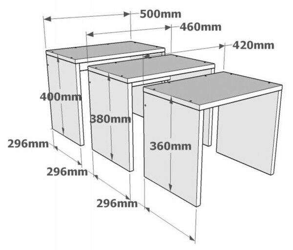 ΖΙΓΚΟΝ ΣΕΤ 3ΤΜΧ HM9067.01 ΑΝΘΡΑΚΙ ΛΕΥΚΟ NATURAL WOOD 50x29,6x40Y εκ