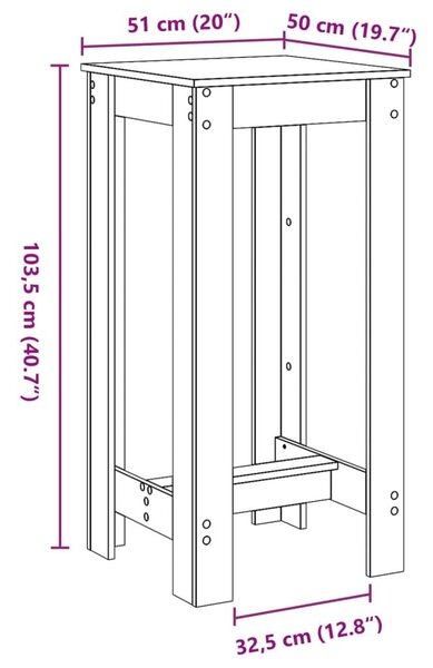 Τραπέζι Μπαρ Καφέ Δρυς 51x50x103,5 εκ. Επεξ. Ξύλο - Καφέ