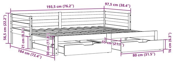 Καναπές Κρεβάτι Συρόμενος Χωρίς Στρώμα 90x190 εκ. & Συρτάρια - Καφέ