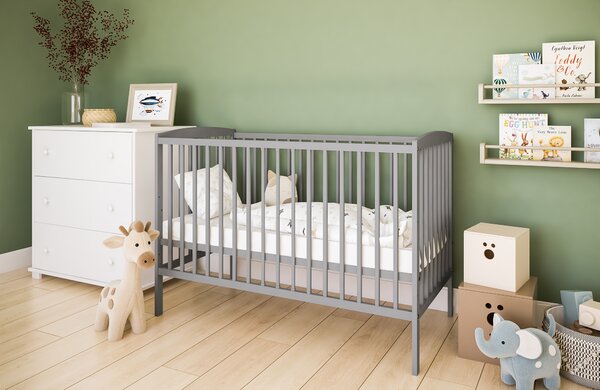 Βρεφικό Κρεβάτι Basic Grey με Στρώμα 60x120cm BC10099B BabyCute