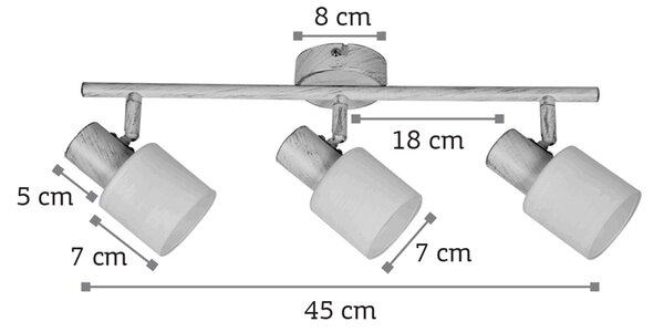 InLight Επιτοίχιο σποτ από μέταλλο σε απόχρωση λευκής πατίνας 3XE14 D:45cm (9079-3Φ-Λευκή Πατίνα)