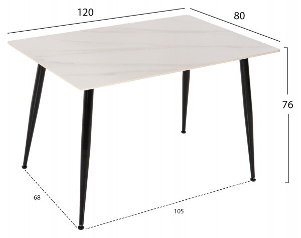 ΤΡΑΠΕΖΙ ΤΡΑΠΕΖΑΡΙΑΣ SINTERED STONE HM8589.02 WHITE MARBLE 120x80x76Y εκ