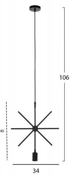 ΦΩΤΙΣΤΙΚΟ ΟΡΟΦΗΣ ΚΡΕΜΑΣΤΟ HM4098 ΜΑΥΡΟ ΜΕΤΑΛΛΟ ΑΣΤΕΡΙ 34x40x106Υεκ