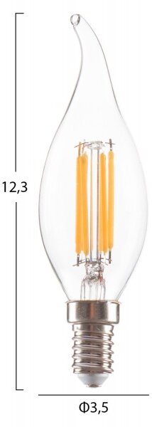 Λαμπτηρασ hm4047.01 στυλ φλογα led filament 6w e14 3000k διαφανο dimmable