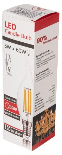 Λαμπτηρασ hm4047.01 στυλ φλογα led filament 6w e14 3000k διαφανο dimmable