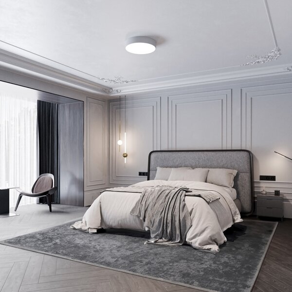 TEMAR LIGHTING Φωτιστικό οροφής Cleo 300, IP54, Ø 30 cm γκρι, ρυθμιζόμενος, Γκρι, Σαλόνι / τραπεζαρία, Μέταλλο, σύγχρονο