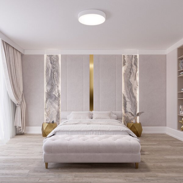 TEMAR LIGHTING Φωτιστικό οροφής Cleo, Ø 50 cm, IP20, λευκό, μέταλλο, E27, ρυθμιζόμενος, Λευκό, Σαλόνι / τραπεζαρία, Μέταλλο, σύγχρονο