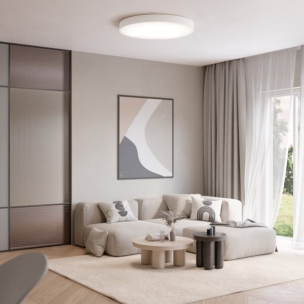 TEMAR LIGHTING Φωτιστικό οροφής Cleo, Ø 60 cm, IP20, λευκό, μεταλλικό, E27, ρυθμιζόμενος, Λευκό, Σαλόνι / τραπεζαρία, Μέταλλο, σύγχρονο